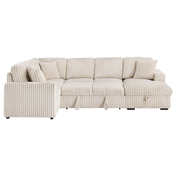 Coaster Devonshire Sleeper Sectional Sofa Storage Chaise Camel
