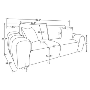 Coaster Burnett Chenille Upholstered Wide Arm Sofa Ivory