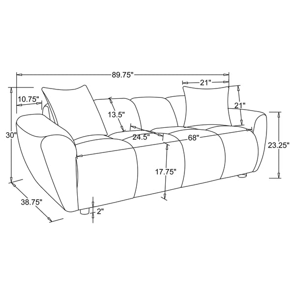 Coaster Destino Chenille Upholstered Splayed Arm Sofa Greige