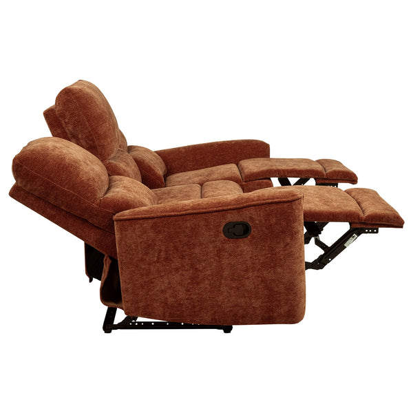 Coaster Navarro Chenille Upholstered Reclining Sofa Burnt Orange
