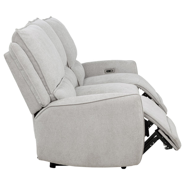 Coaster Sylmar Chenille Upholstered Power Reclining Sofa Dove Grey