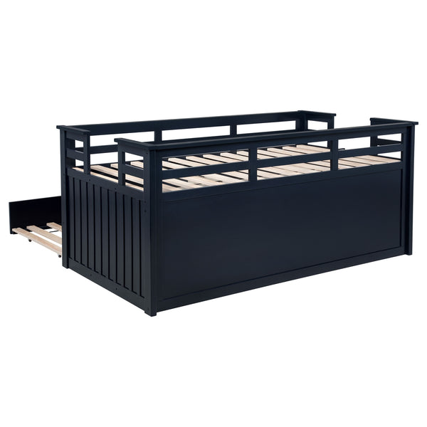 Coaster Carlsbad Wood Twin Captains Bed With Trundle Navy Blue