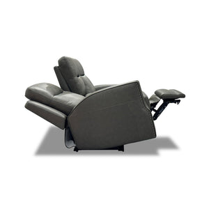 Flexsteel Maxwell Leather Power Reclining Loveseat with Console, Power Headrests and Lumbar in Cinder