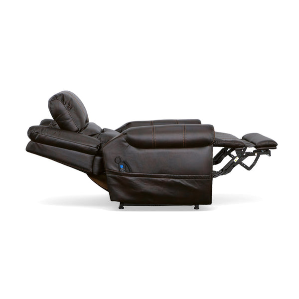 Flexsteel Oscar Fabric Power Lift Recliner with Right-Hand Control & Power Headrest in Molasses