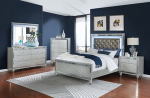 Coaster Gunnison Wood King LED Panel Bed Silver Metallic