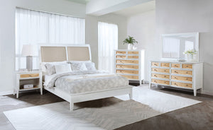 Coaster Bexhill 56-Inch Upholstered California King Panel Bed White