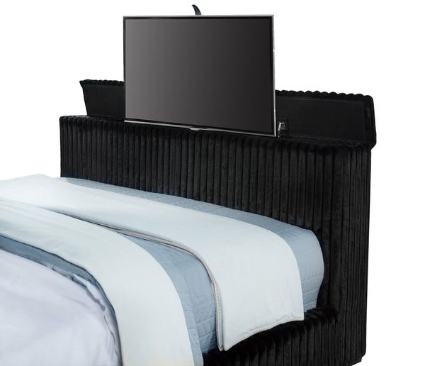 Coaster Centergrove Upholstered California King Wingback Tv Bed Black