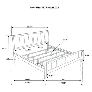 Coaster Wilkes 51-Inch Upholstered California King Bed Dark Cocoa