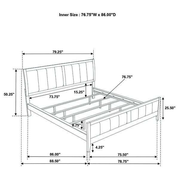 Coaster Wilkes 51-Inch Upholstered California King Bed Dark Cocoa