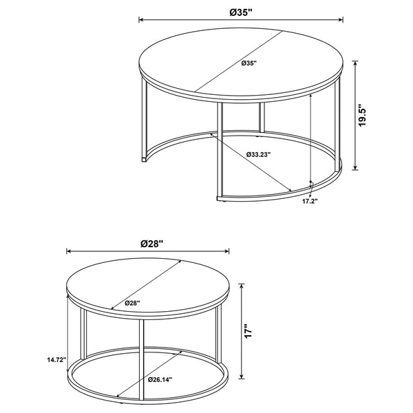 Coaster Lainey 2-Piece Round Nesting Coffee Table Distressed Pine