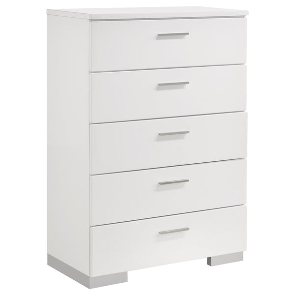 Coaster Felicity 5-Piece King Bedroom Set White High Gloss