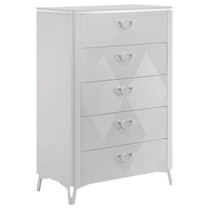 Coaster Cassia 5-Piece Queen LED Bedroom Set White High Gloss