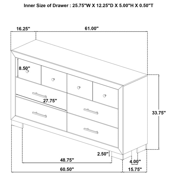 Coaster Arielle 6-Drawer Bedroom Dresser Cabinet Light Oak
