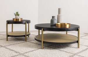 Coaster Arini Round End Side Table With Storage Shelf Black