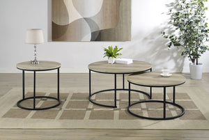 Coaster Lainey Round Occasional Side End Table Distressed Pine