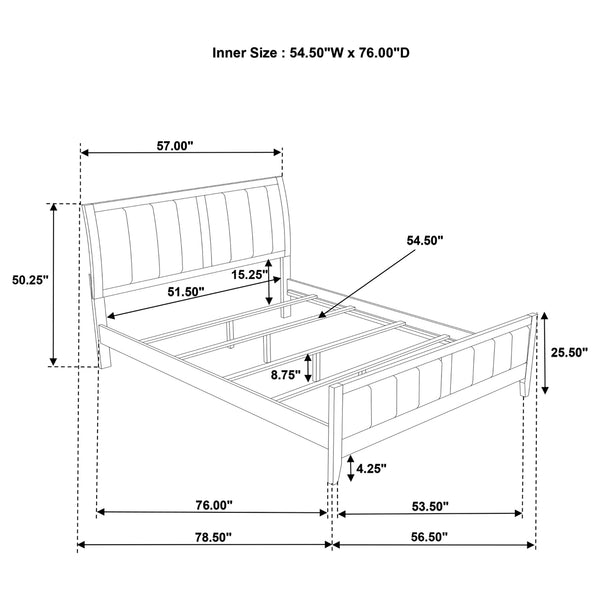 Coaster Wilkes 51-Inch Upholstered Full Bed Dark Cocoa