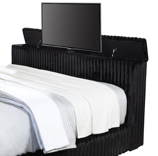 Coaster Centergrove Upholstered King Wingback Tv Bed Black