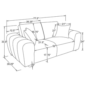 Coaster Burnett 3-Piece Chenille Upholstered Sofa Set Ivory