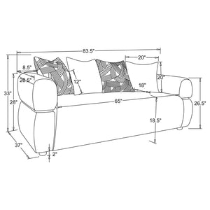 Coaster Jeanette 3-Piece Fabric Upholstered Round Arm Sofa Set Beige