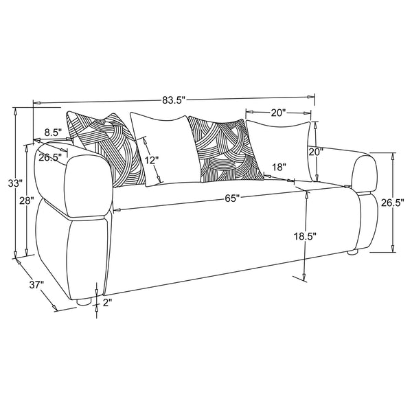 Coaster Jeanette 3-Piece Fabric Upholstered Round Arm Sofa Set Beige