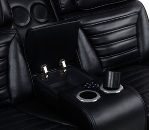 Coaster Zuma 3-Piece Faux Leather Dual Power LED Sofa Set Black