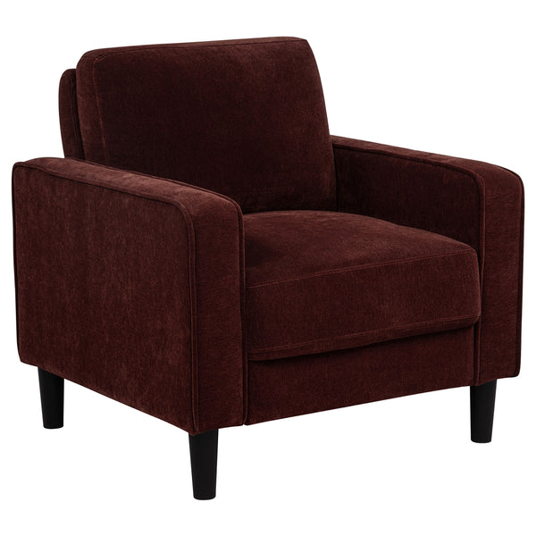 Coaster Ruth 3-Piece Fabric Upholstered Track Arm Sofa Rust Red