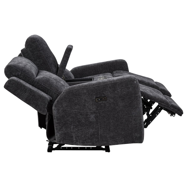 Coaster Kennett 2-Piece Chenille Power Reclining Sofa Set Dark Grey