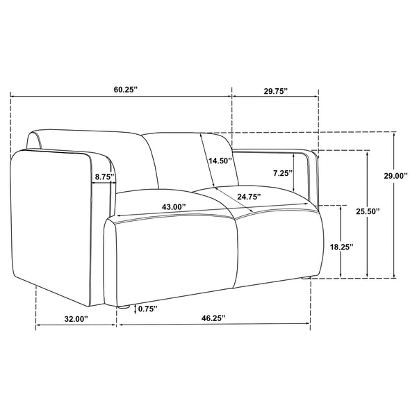 Coaster Dorset Fabric Upholstered Round Track Arm Loveseat White