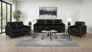 Coaster Scotland Faux Leather Upholstered Track Arm Loveseat Black