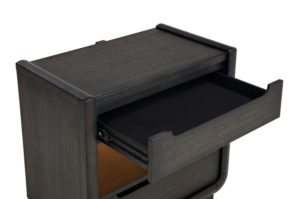 Coaster Leandro 2-Drawer LED Nightstand With Usb Burnished Black