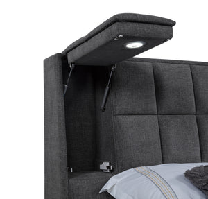 Coaster Dreux Upholstered Queen Panel Platform Bed Grey