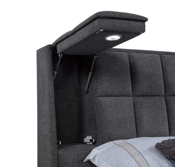 Coaster Dreux Upholstered Queen Panel Platform Bed Grey