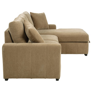 Coaster Pastrana Upholstered Sleeper Sectional Sofa Raf Chaise Camel