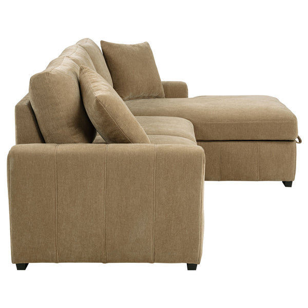 Coaster Pastrana Upholstered Sleeper Sectional Sofa Raf Chaise Camel
