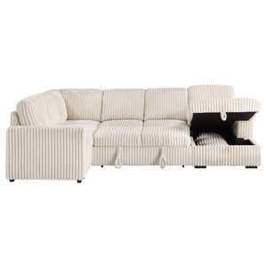 Coaster Devonshire Sleeper Sectional Sofa Storage Chaise Camel