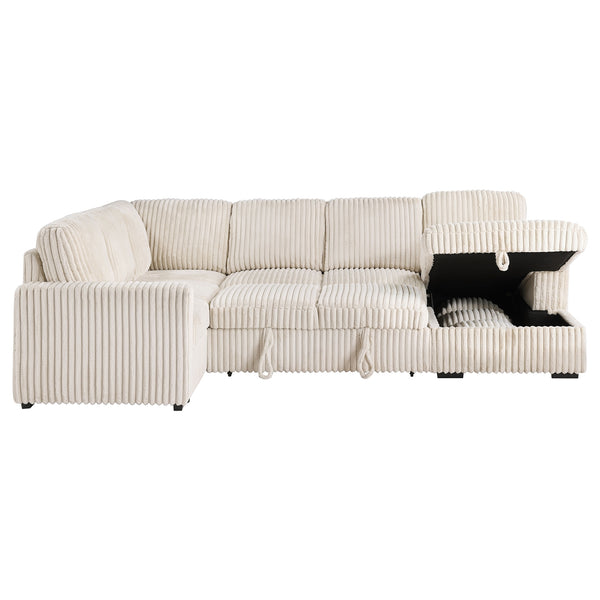 Coaster Devonshire Sleeper Sectional Sofa Storage Chaise Camel