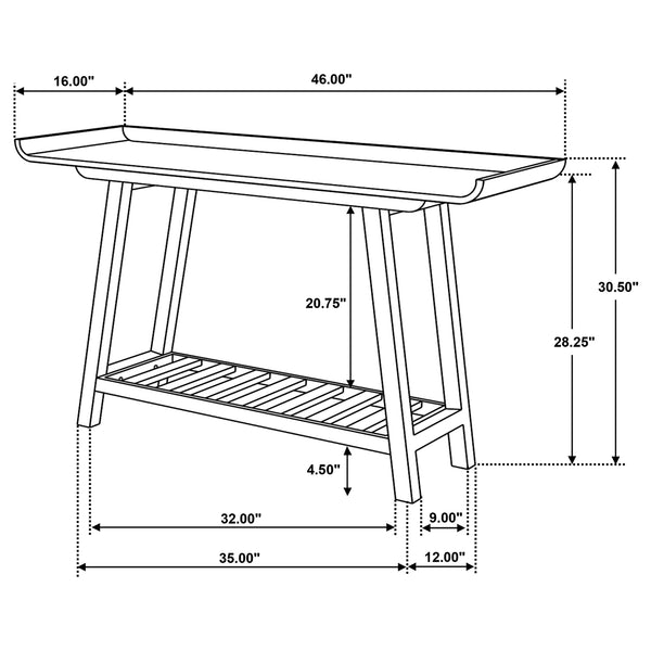 Coaster Ornelas 46-Inch Console Table With Slatted Shelf Mango Brown