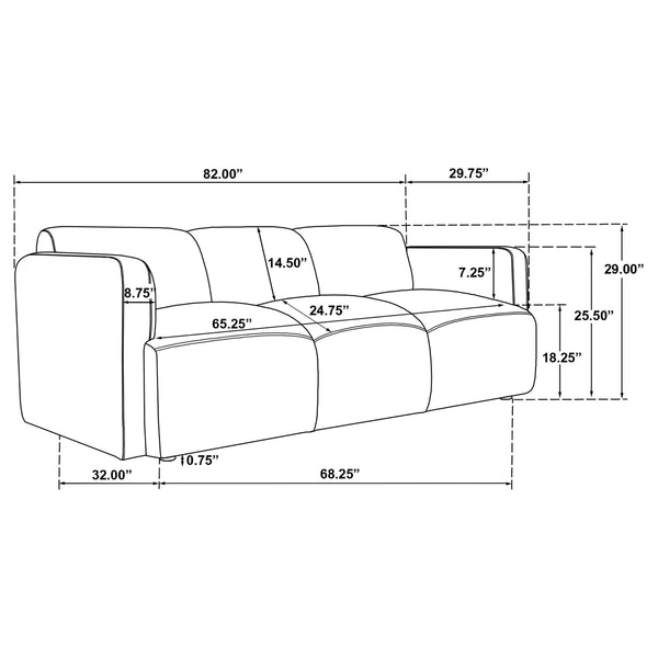 Coaster Dorset Fabric Upholstered Round Track Arm Sofa White