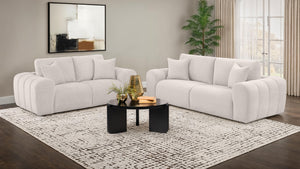 Coaster Burnett Chenille Upholstered Wide Arm Sofa Ivory