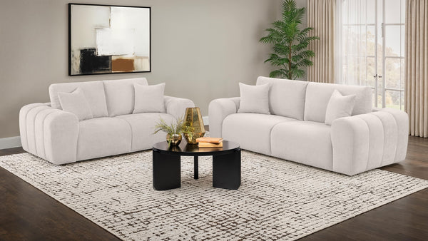 Coaster Burnett Chenille Upholstered Wide Arm Sofa Ivory