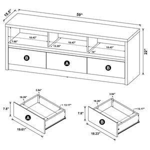Coaster Rutland 59-Inch 3-Drawer Tv Stand Media Console Black