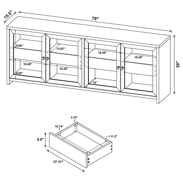 Coaster Denison 79-Inch 4-Door Tv Stand Media Console Black