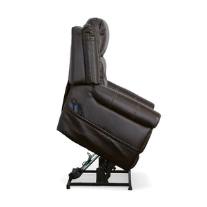 Flexsteel Oscar Fabric Power Lift Recliner with Right-Hand Control & Power Headrest in Molasses
