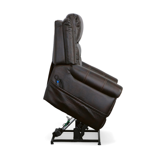 Flexsteel Oscar Fabric Power Lift Recliner with Right-Hand Control & Power Headrest in Molasses