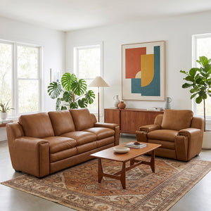 Rivian Leather Accent Armchair with Music Safari Umber