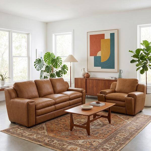 Rivian Leather Accent Armchair with Music Safari Umber