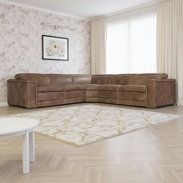 Bernhardt Lioni Brown Luxury Leather Power Motion Sectional