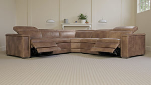 Bernhardt Lioni Brown Luxury Leather Power Motion Sectional