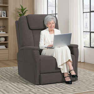 Flexsteel Zecliner Model 3+ Umber Fabric Power Rocking Recliner with Power Headrest, Power Lumbar, Heat & Air Massage