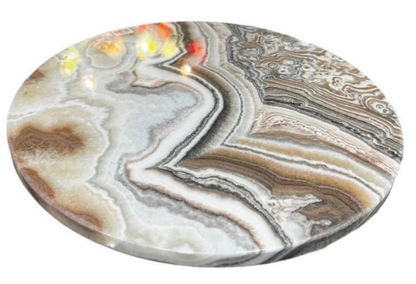 Furniture Source International Real Onyx Multi-Color Lazy Susan in Natural